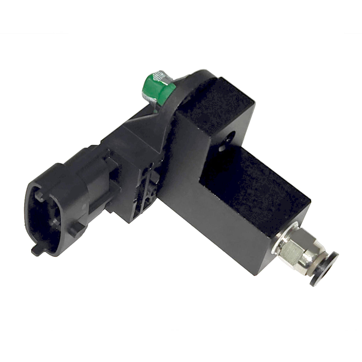 FFS MAP sensor adapter assembly in side profile showing the electrical connector, sensor port, and hose fitting