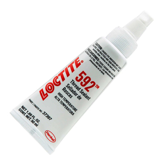 Bottle of Loctite 592 thread sealant with a white pointed applicator cap
