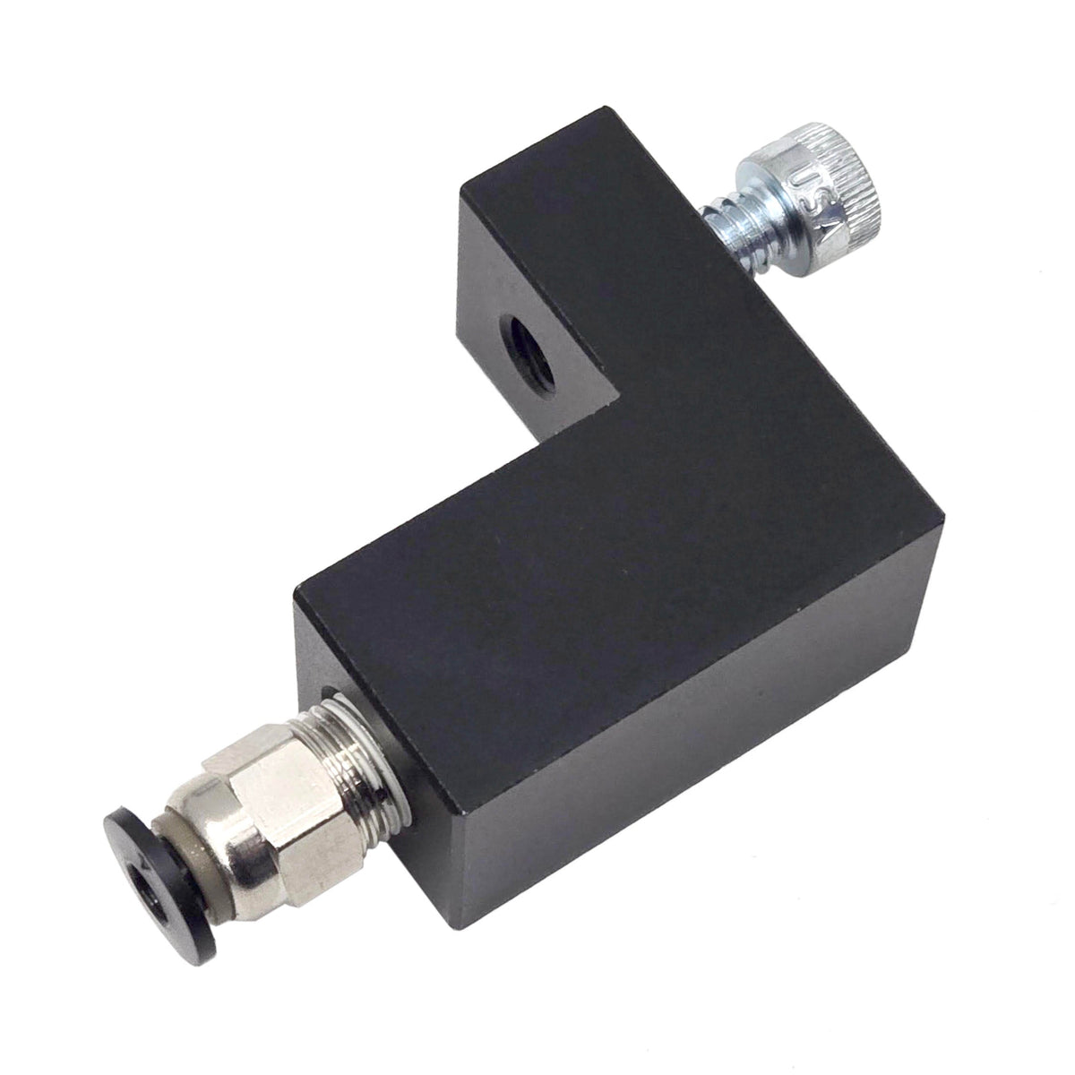 MAP sensor adapter upgrade kit assembled in a front three-quarter view showing the hose fitting and threaded ports