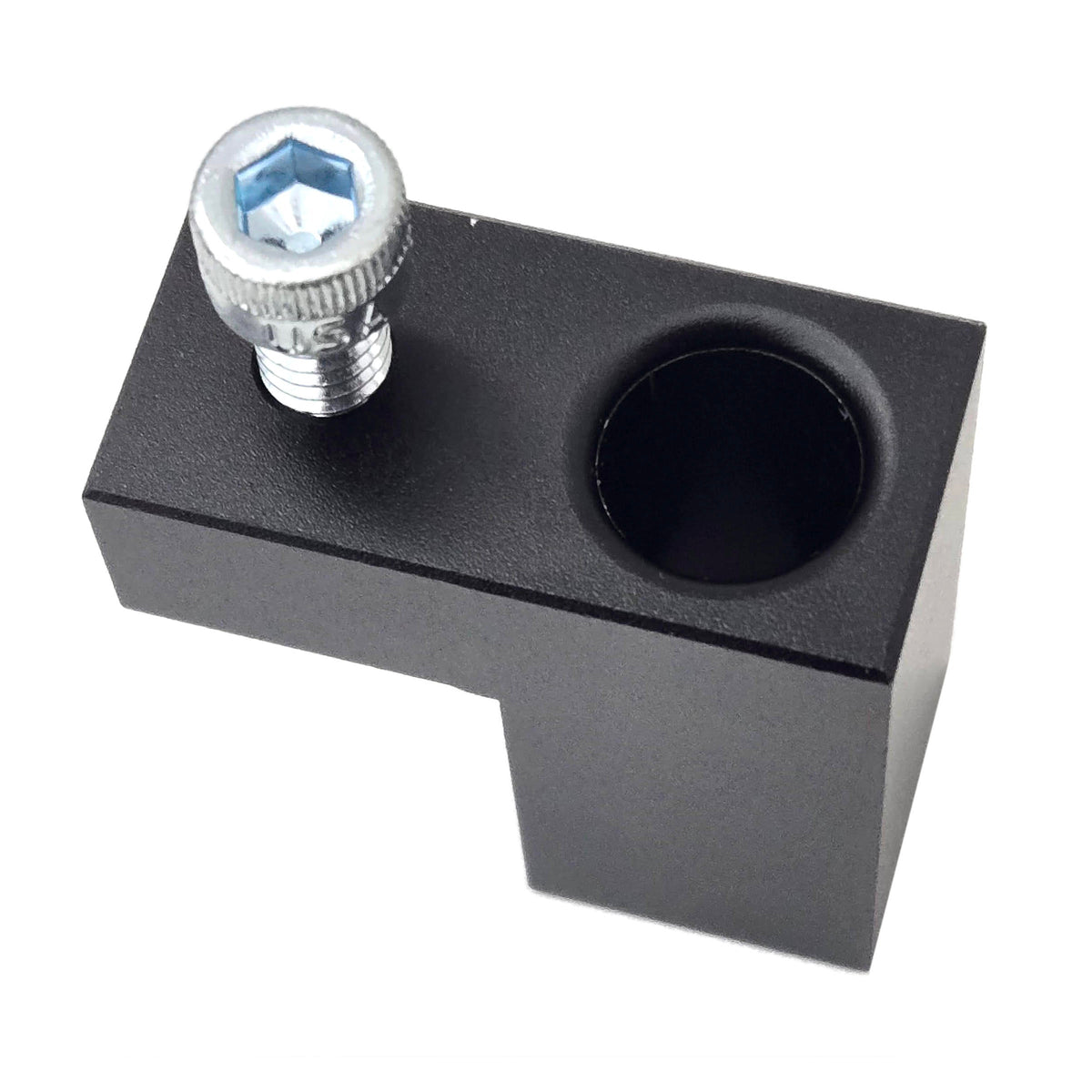 Top view of the MAP sensor adapter upgrade block showing the large sensor bore and socket-head mounting bolt