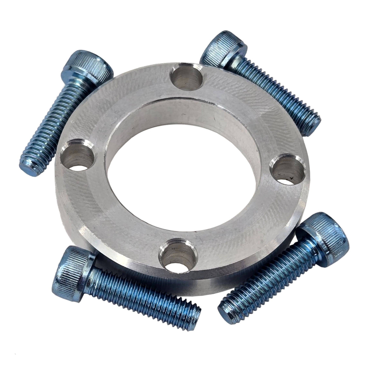 TVS900 pulley spacer kit for the 1.6-liter Miata with four bolts arranged around the spacer