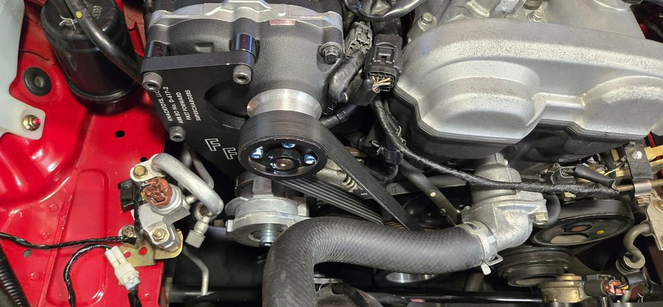 Close view of Marty's FFS supercharger drive system